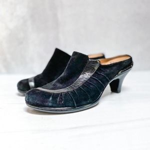 SOFFT Black Suede Leather Slip On Mules Size 6